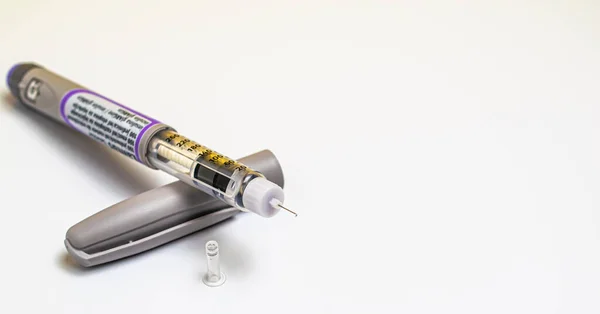 Insuline Pen Injector Insulinepen Vullen Met Een Naald Een Witte — Stockfoto