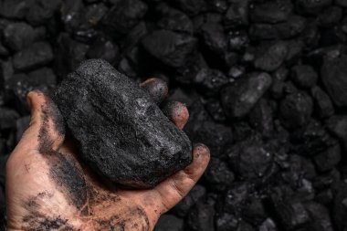 Elde tutulan bir parça sert kömür.