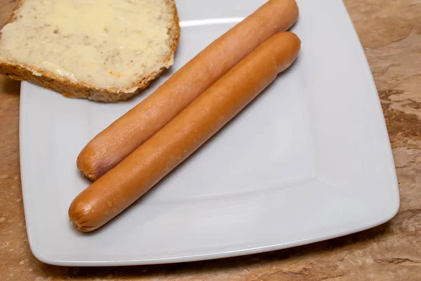 Worstjes Voor Ontbijt Hotdog — Stockfoto