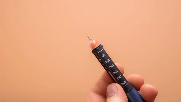 Insulin Pen Needle Hand — Stock Photo, Image