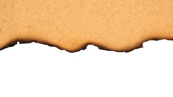 Eski Kahverengi Kağıdı Beyaz Doku Arkaplanının Yarısını Yak — Stok fotoğraf