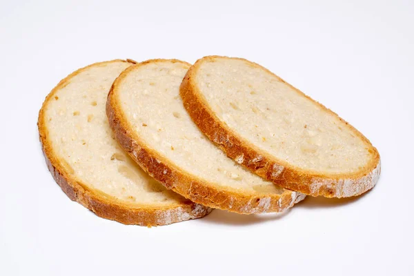 Φέτες Ψωμιού Λευκό Φόντο — Φωτογραφία Αρχείου
