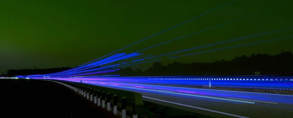 Вогні Машин Ніччю Довга Експозиція Світлові Лінії — стокове фото