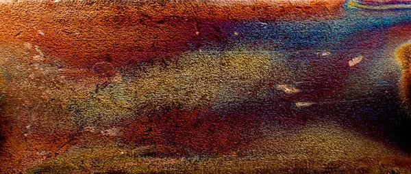 Pestrobarevné Oxidované Měděné Kovové Pozadí — Stock fotografie
