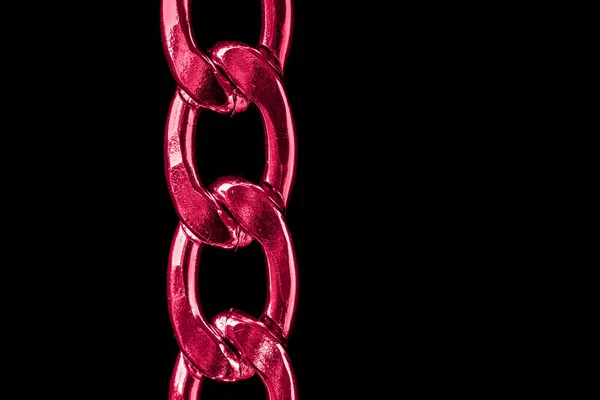 Red Chain Links Black Background — Fotografia de Stock
