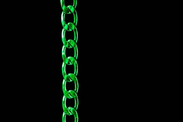 Green Chain Links Black Background — Stock fotografie