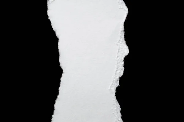 Morceau Papier Blanc Sur Fond Noir Isolé — Photo