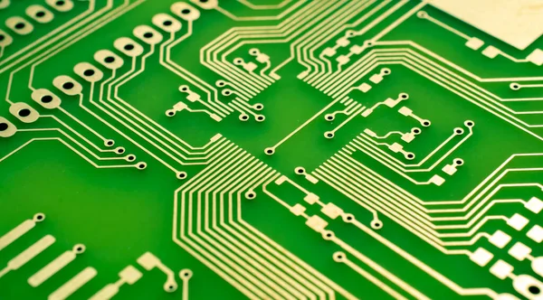 Green Printed Circuit Layout Tracks — Stock Photo, Image