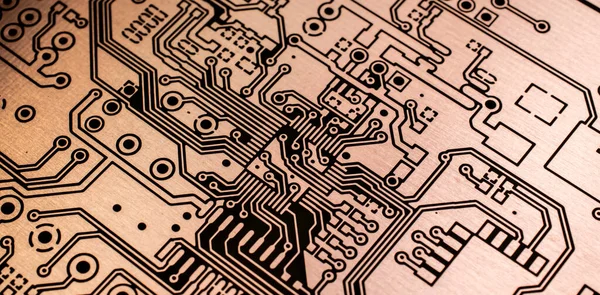 a printed circuit board in red