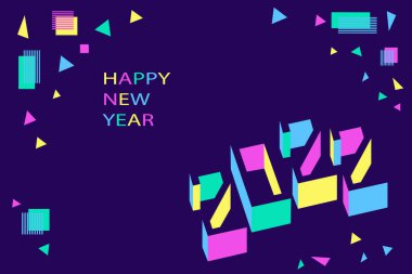 Koyu mavi yeni yılda 2022 3d neon kart numaraları