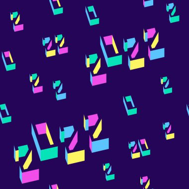 Koyu mavi desenli 2022 3d neon sayılar