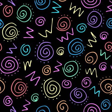 soyut desenli zigzag sarmal renk neon siyah