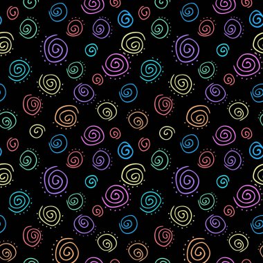 Soyut desenli sarmal renkli neon siyah