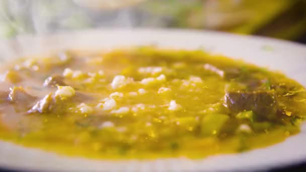 Heißes Frisch Gekochtes Ofen Gebratenes Hühnchen Mit Garnitur Makrosicht — Stockvideo