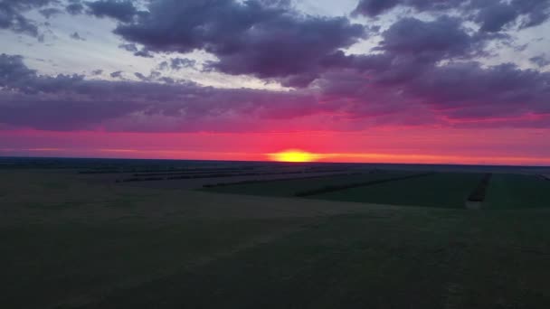 Вид Повітря Камери Безпілотника Аерофотозйомка Епічного Заходу Сонця — стокове відео