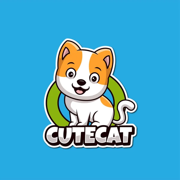 Cute Cat Pet Care Shop Cartoon Creative Logo Design — Stock Vector