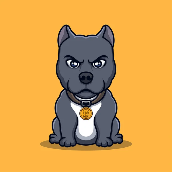 Bulldog Crypto Creative Cartoon Logo Design — Vettoriale Stock