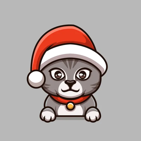 Gato Bonito Cinzento Chirstmas —  Vetores de Stock