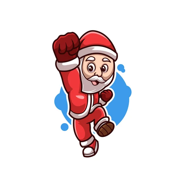 Άλμα Santa Creative Χριστούγεννα Cartoon Mascot Λογότυπο — Διανυσματικό Αρχείο