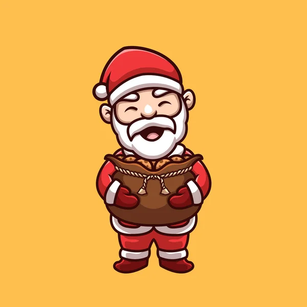 Cute Santa Biscuit Gift Creative Christmas Cartoon Mascot Logo — 스톡 벡터