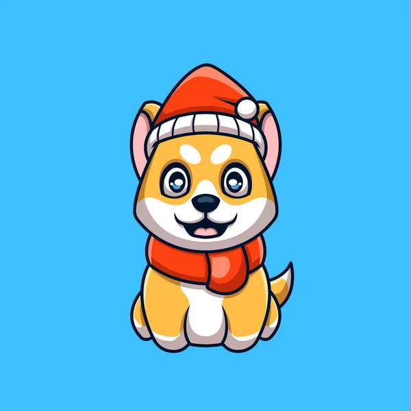 2012 Shiba Inu Creative Christmas Cartoon Mascot Logo — 스톡 벡터