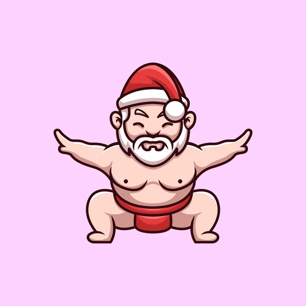 Sumo Santa Personnage Bande Dessinée Noël Créatif — Image vectorielle