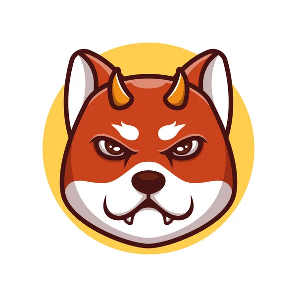 Demonio Rojo Doge Diablo Conjunto Creativo Personaje Dibujos Animados Mascota — Vector de stock