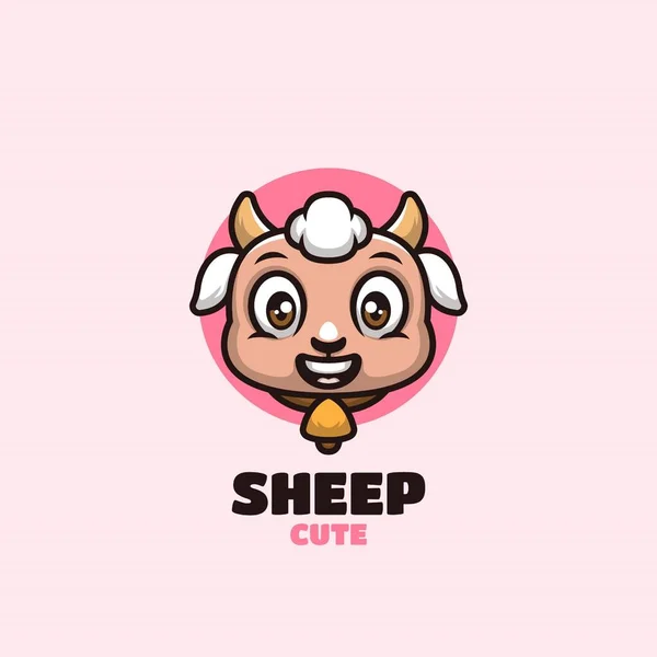 Cute Sheep Creative Cartoon Kawaii Mascot Logo — 图库矢量图片