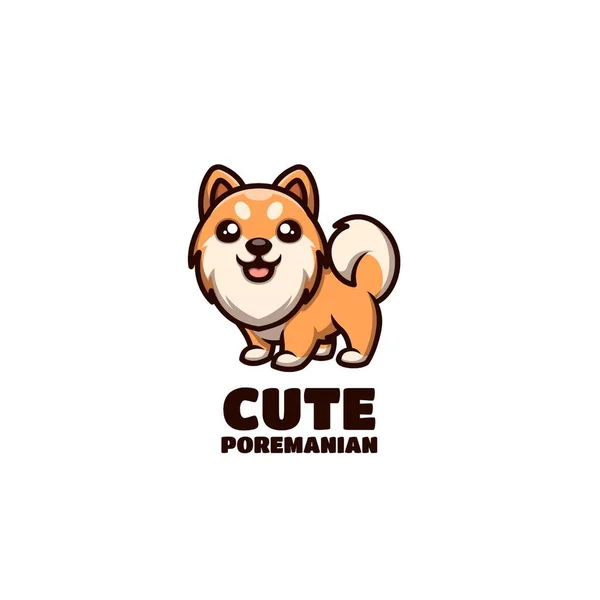 Bonito Poremanian Cartoon Pet Dog Logotipo Criativo —  Vetores de Stock