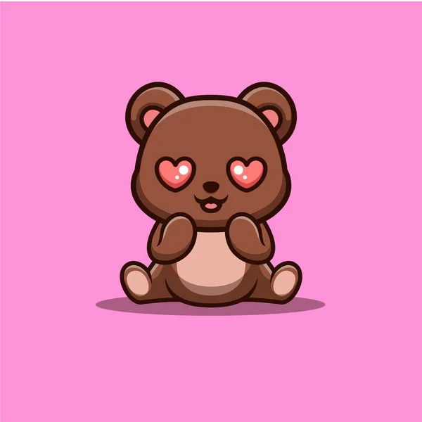 Bear Sitting Shocked Cute Creative Kawaii Cartoon Mascot Logo — Stock Vector