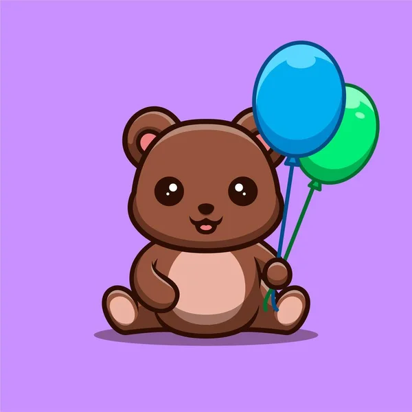 Ilustração de um urso feliz de desenho infantil com bolo de