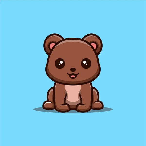 Bear Sitting Happy Cute Creative Kawaii Cartoon Mascot Logo — Stock Vector