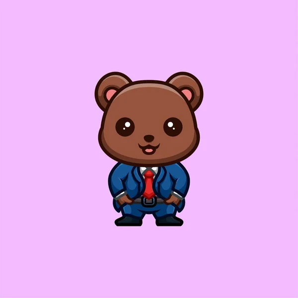 Bear Business Cute Creative Kawaii Cartoon Mascot Logo — Stock vektor
