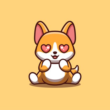 Corgi Sitting Shocked Cute Creative Kawaii Cartoon Mascot Logo