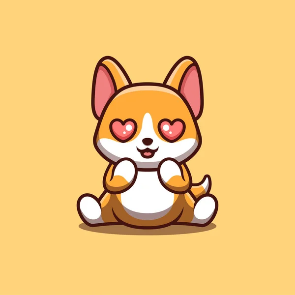 Corgi Sitting Shocked Cute Creative Kawaii Cartoon Mascot Logo — Vetor de Stock