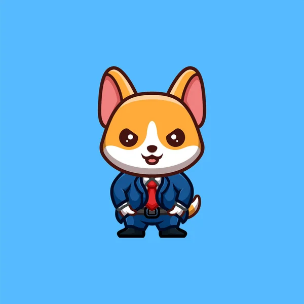 Corgi Business Cute Creative Kawaii Cartoon Mascot Logo — Stockvector