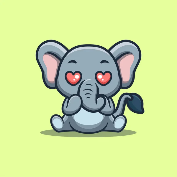 Elephant Sitting Shocked Cute Creative Kawaii Cartoon Mascot Logo — Vector de stock