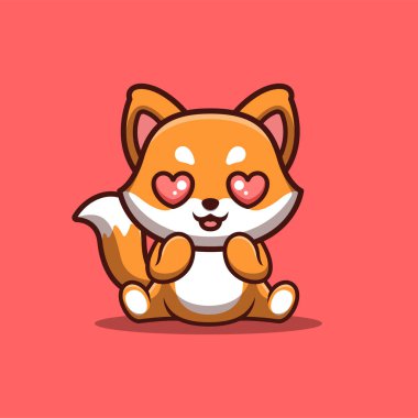 Fox Sitting Shocked Cute Creative Kawaii Cartoon Mascot Logo