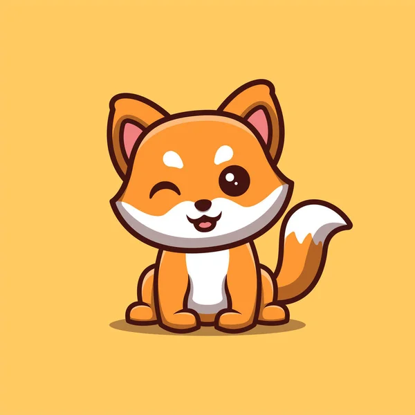 Cute Wingking Fox Cartoon Mascot — Stockvektor