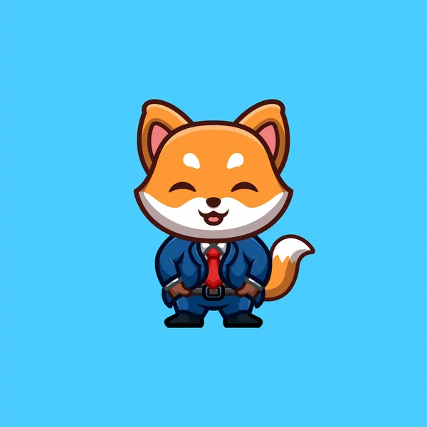 Fox Business Cute Creative Kawaii Cartoon Mascot Logo — Vector de stock