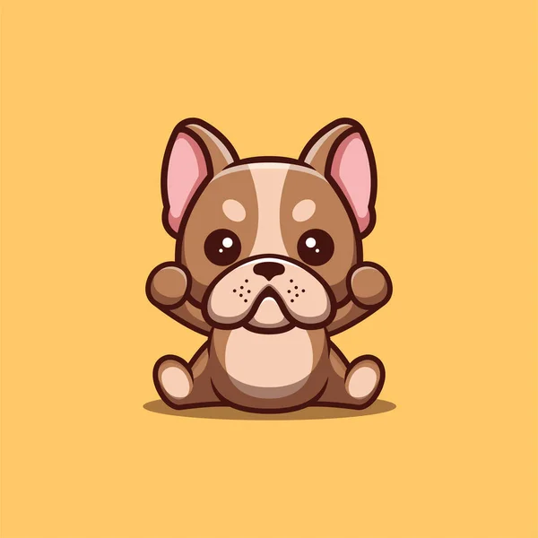 French Bulldog Sitting Excited Cute Creative Kawaii Cartoon Mascot Logo — Stockvektor