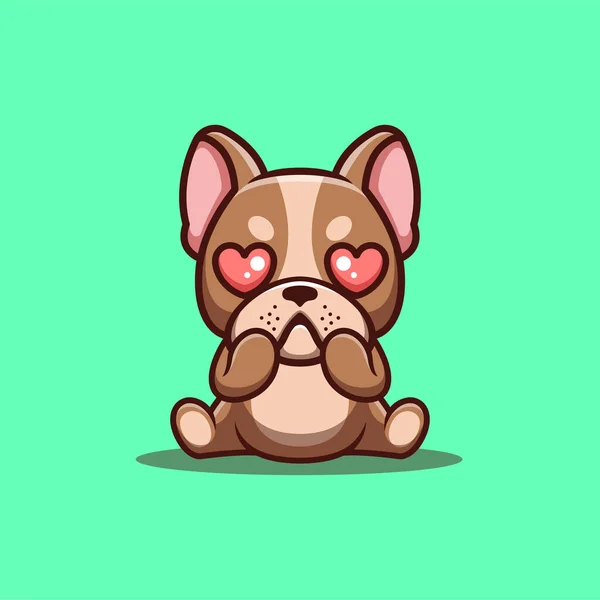 French Bulldog Sitting Shocked Cute Creative Kawaii Cartoon Mascot Logo — Vector de stock