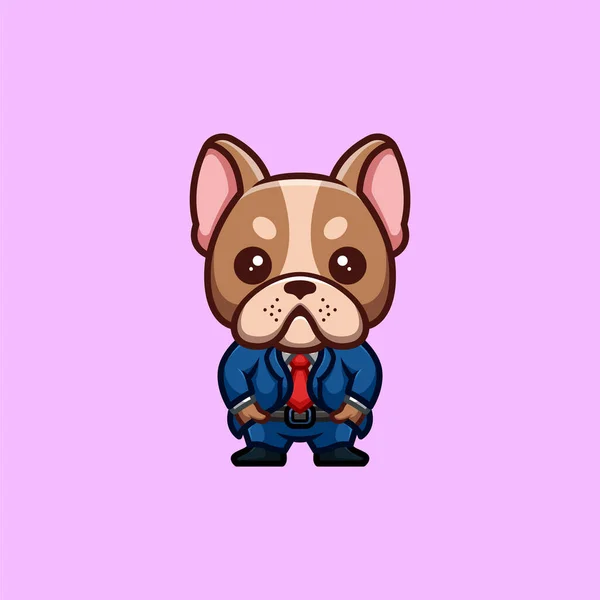 French Bulldog Business Cute Creative Kawaii Cartoon Mascot Logo — Vector de stock