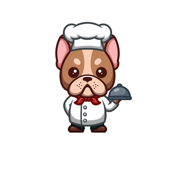 French Bulldog Chef Cute Creative Kawaii Cartoon Mascot Logo — Stockvektor