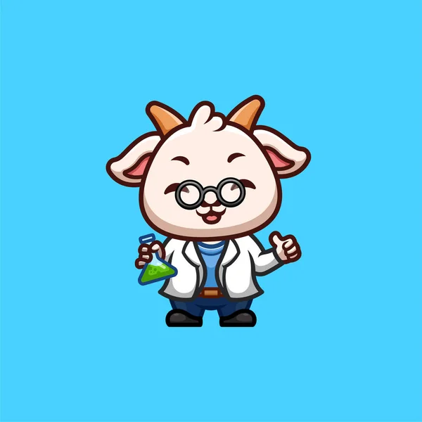 Keçi Bilimi Şirin Yaratıcı Kawaii Çizgi Film Maskotu Logosu