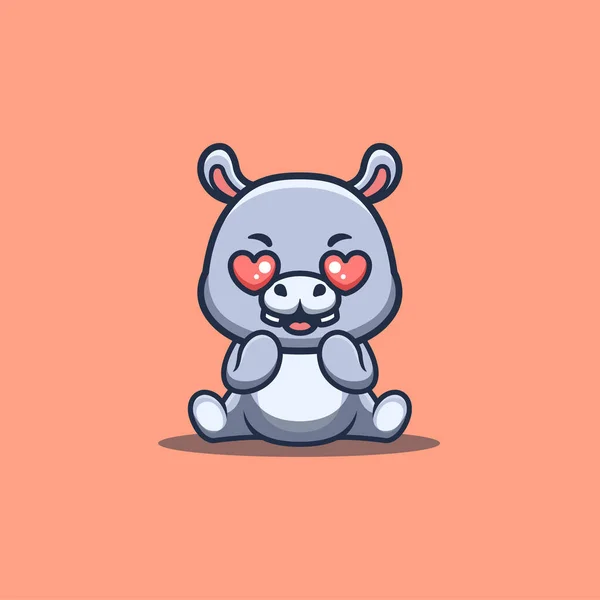 Hippo Sitting Shocked Cute Creative Kawaii Cartoon Mascot Logo — Archivo Imágenes Vectoriales