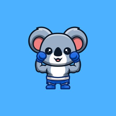 Koala Boxer Cute Creative Kawaii Cartoon Mascot Logo
