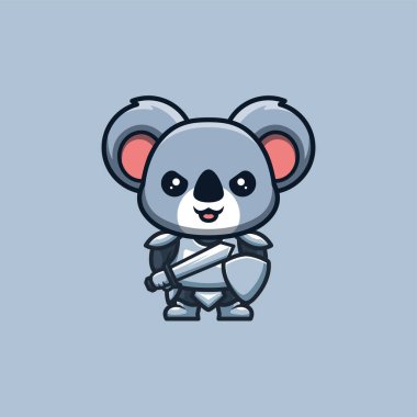 Koala Knight Cute Creative Kawaii Cartoon Mascot Logo