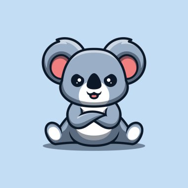 Koala Sitting Angry Cute Creative Kawaii Cartoon Mascot Logo