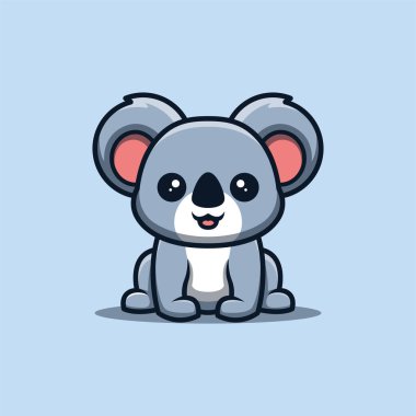 Koala Sitting Happy Cute Creative Kawaii Cartoon Mascot Logo